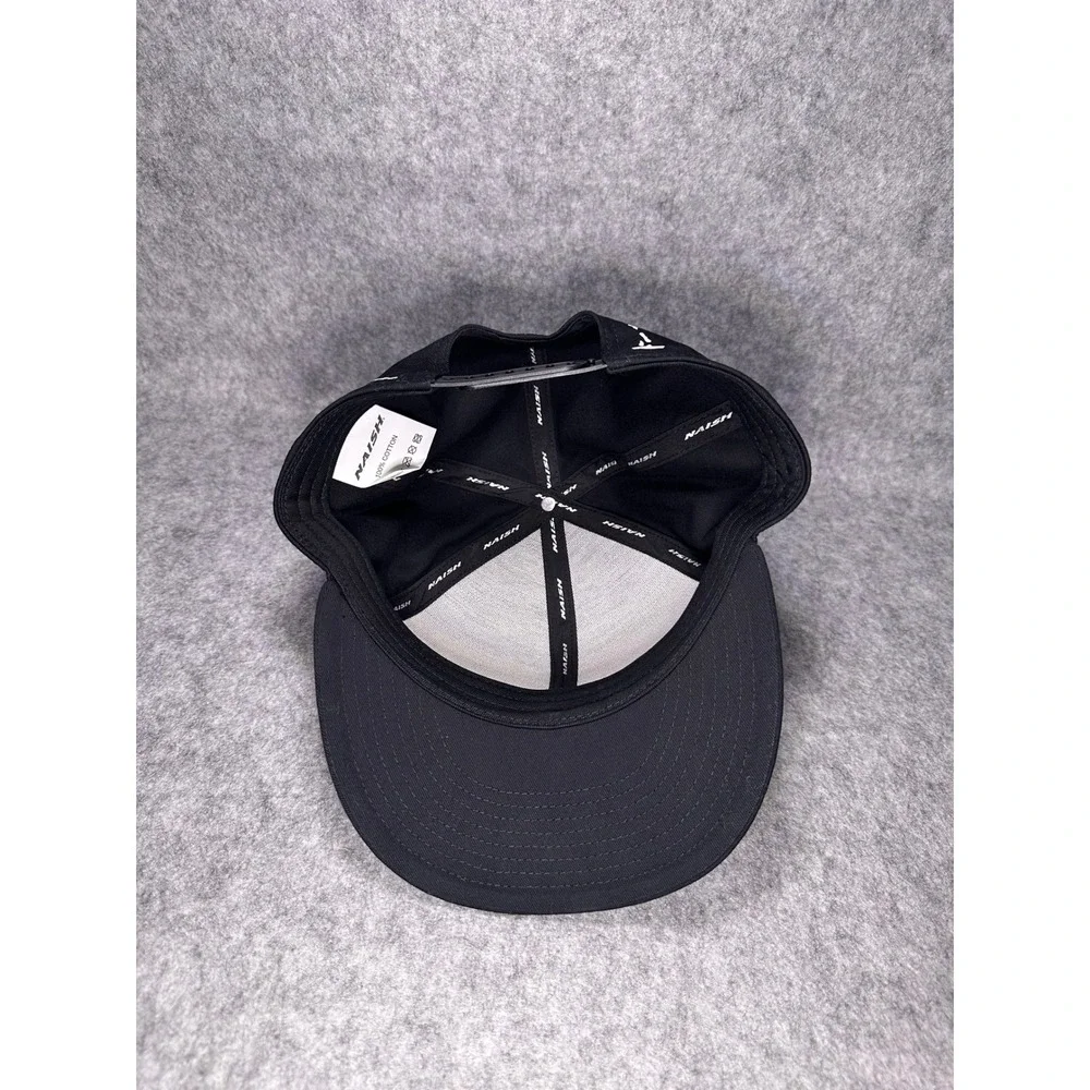 Naish Black Snapback Hat Embroidered Logo Cotton Flat Brim Cap Mens OSFM